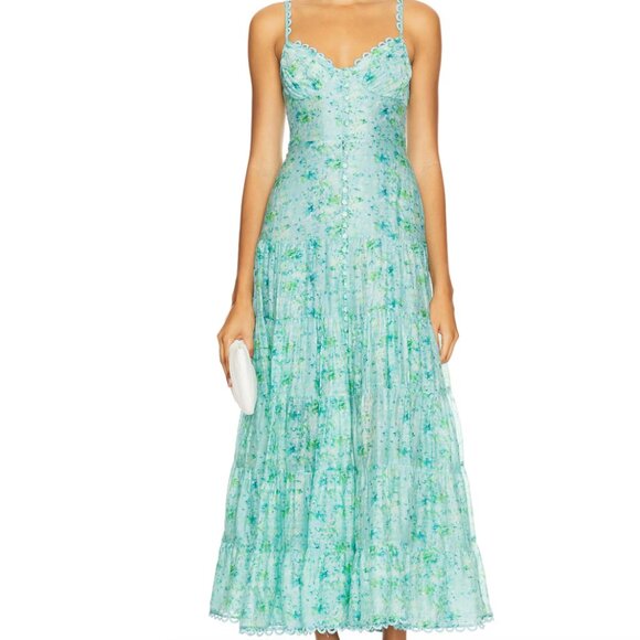 NEW ASTR the Label Revolve Tazia Green Blue Maxi Floral Dress Size S - Picture 10 of 10